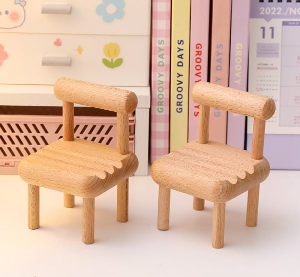 Mobile Phone Holder Creative Small Wooden Chair Holder