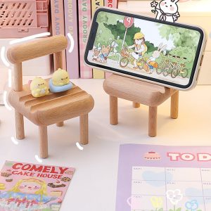 Mobile Phone Holder Creative Small Wooden Chair Holder