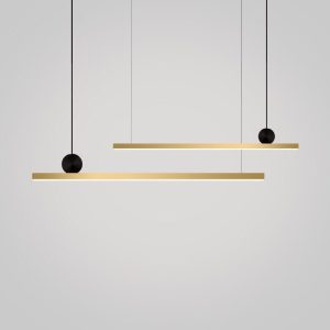 Modern Minimalist Creative Golden Full Copper Long Dining Room Chandelier