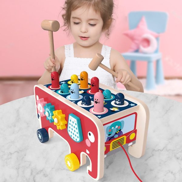 Montessori Toddlers Kids Wooden Animal Bus Toys Early Educational Set Toy Musical Instrument