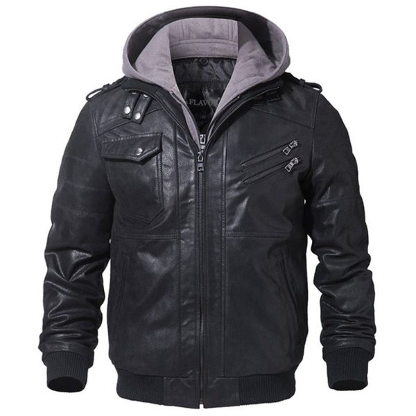 Motorcycle Leather Jacket Slim Fit Oblique Zipper Pu Leather Jackets