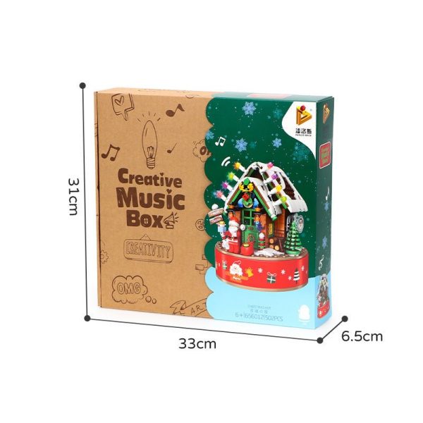 Music Box Kids Building Blocks Christmas Tree Ornaments Rotating Led Shining Music Box Diy