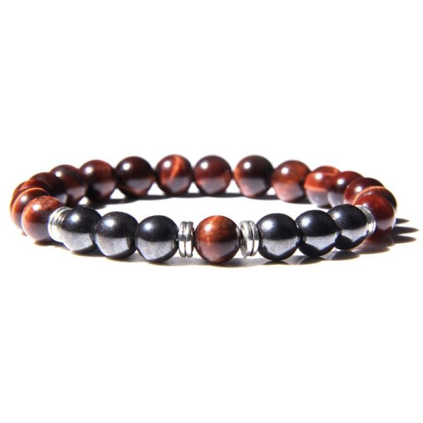 Natural Tiger Eye Stone Stretch Men'S Bracelet