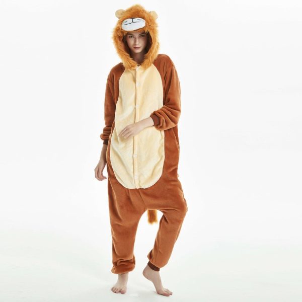 Lion Flannel Cartoon One-Piece Pajamas