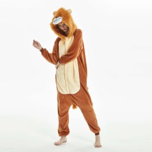 Lion Flannel Cartoon One-Piece Pajamas