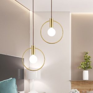 Nordic Brass Chandelier Bar Counter Circle Chandelier