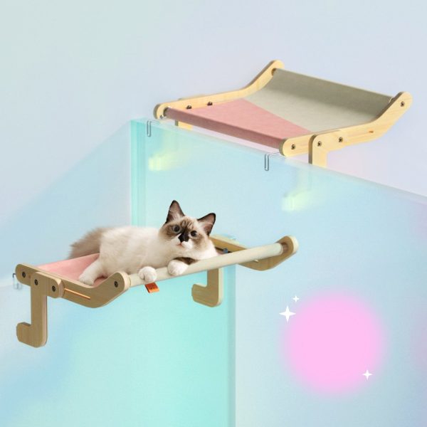 Pet Cat Window Perch 4 Color Wooden Assembly Hanging Bed Cotton Canvas Easy Washable Multi-Ply Plywood