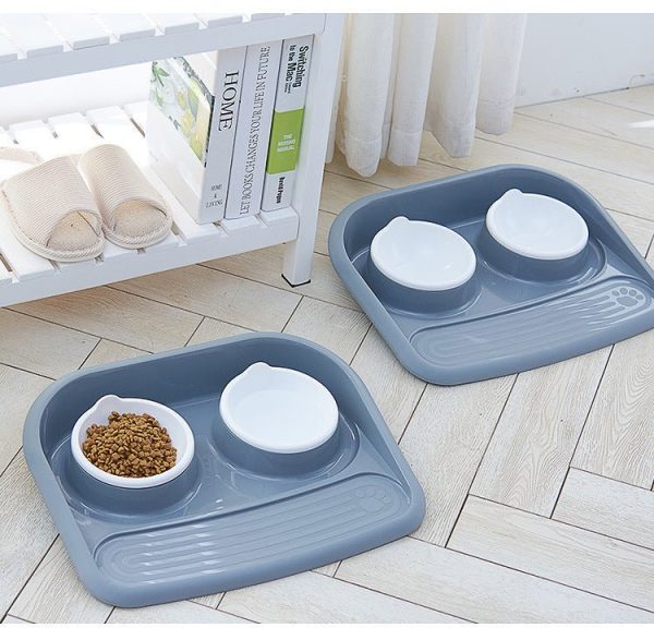 Pet Double Bowl Anti-Skid Anti-Knocking, Eating And Drinking Dual-Purpose Dog Feeder