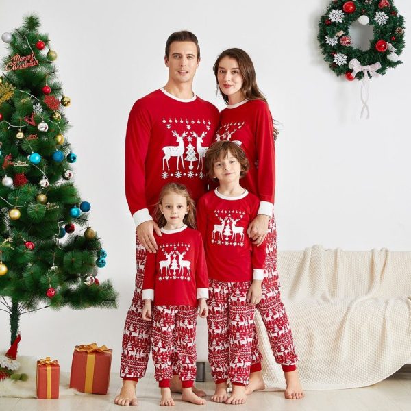 Printed Parent Child Set Pajamas Christmas Theme