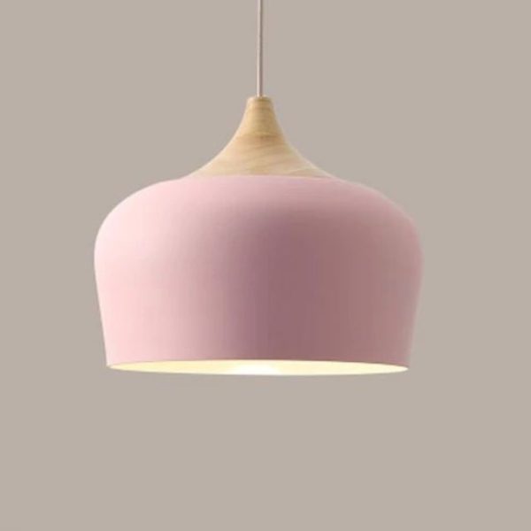 Pendant Lights Made Of Metal And Wood In Delicate Pastel Shades