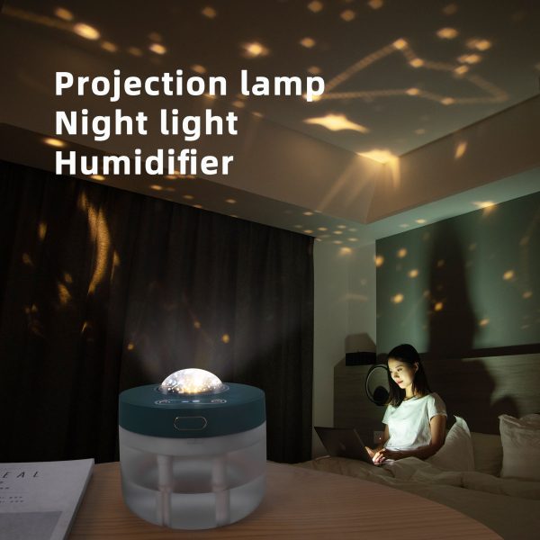 Projection Humidifier Portable Rechargeable Rotating Projection Night Light Bedroom Moisturizing Double Spray