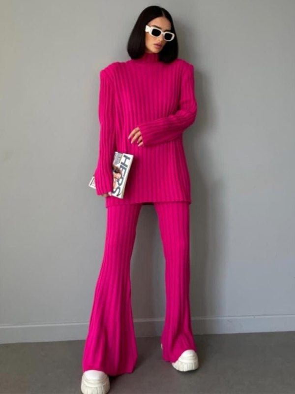 Pullover Sweater Pants Wool Two-Piece Suit