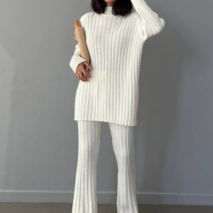 Pullover Sweater Pants Wool Two-Piece Suit