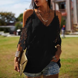 Pure Color Hanging Wide Loose Casual T-Shirt Ladies Top