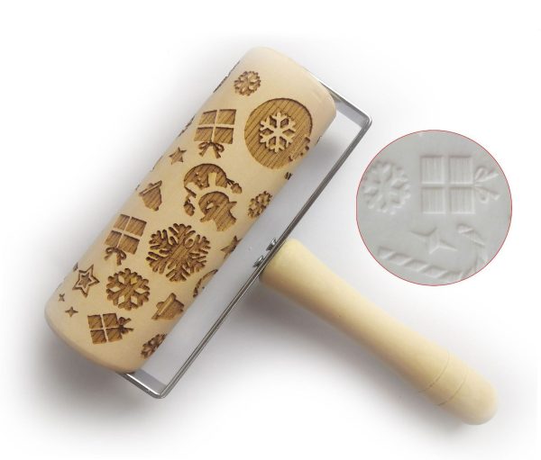 Push-Style Christmas Embossing Rolling Pin