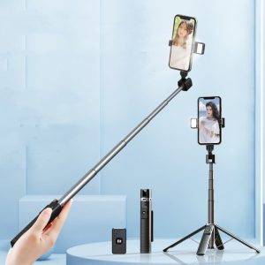 Quadrupod Double Sided Light Mobile Phone Bluetooth Selfie Stick