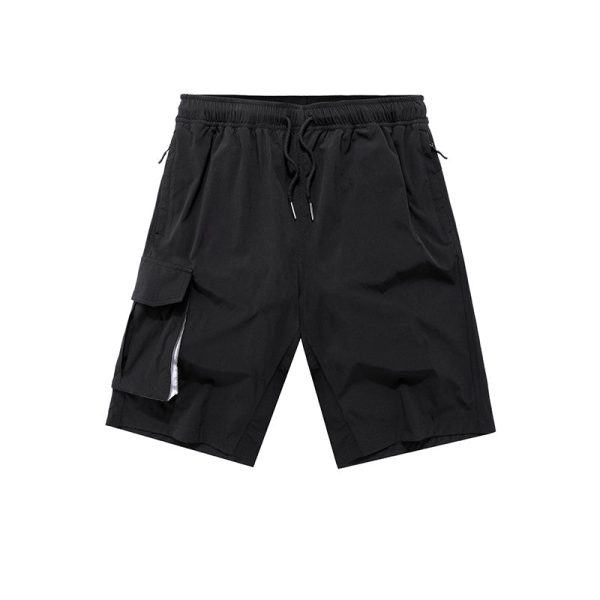 Quick-Dry Breathale Solid Thin Cool Elastic Waist Men Pants Zipper Pocket Sports Light Shorts