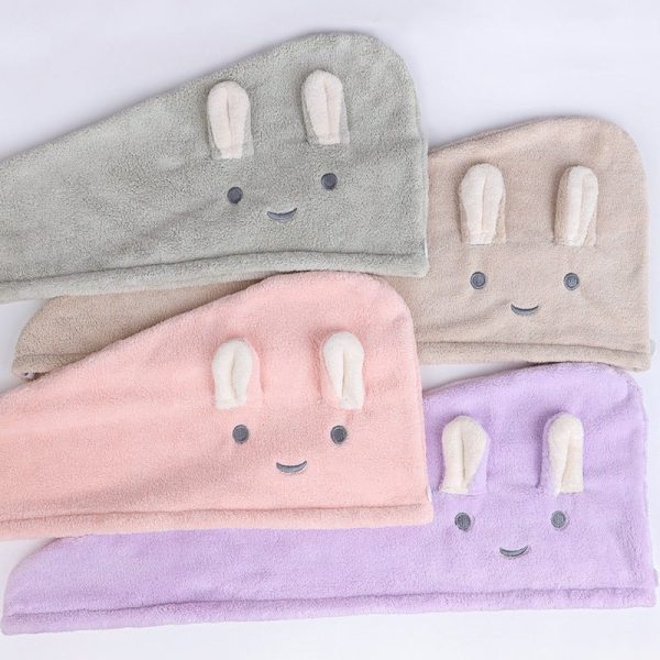 Rabbit Ear Dry Hair Cap Absorbent And Quick-Drying Coral Fleece Dry Hair Towel