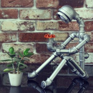 Retro Industrial Style Personality Water Pipe Robot Table Lamp