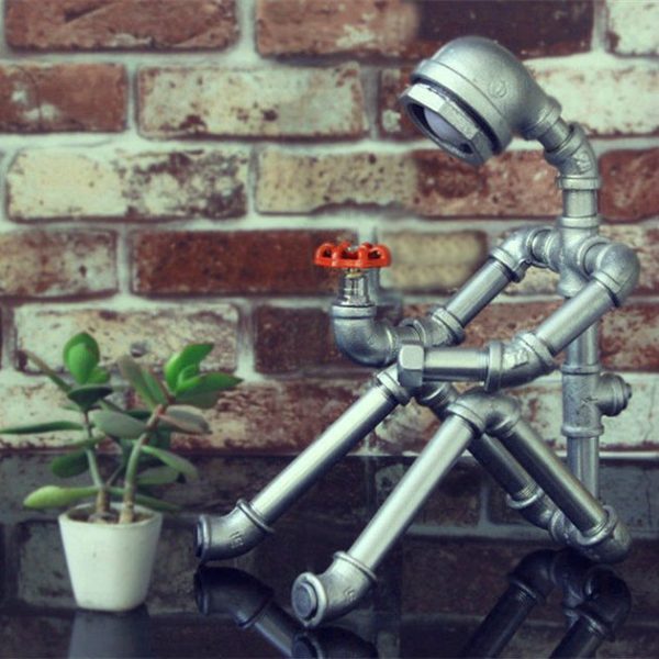 Retro Industrial Style Personality Water Pipe Robot Table Lamp