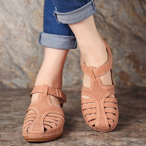 Retro Sandals Round Toe Wedge Sandals