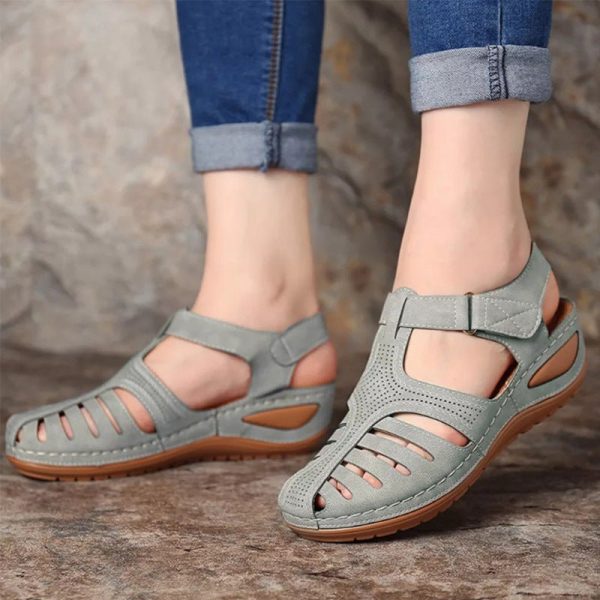 Retro Sandals Round Toe Wedge Sandals