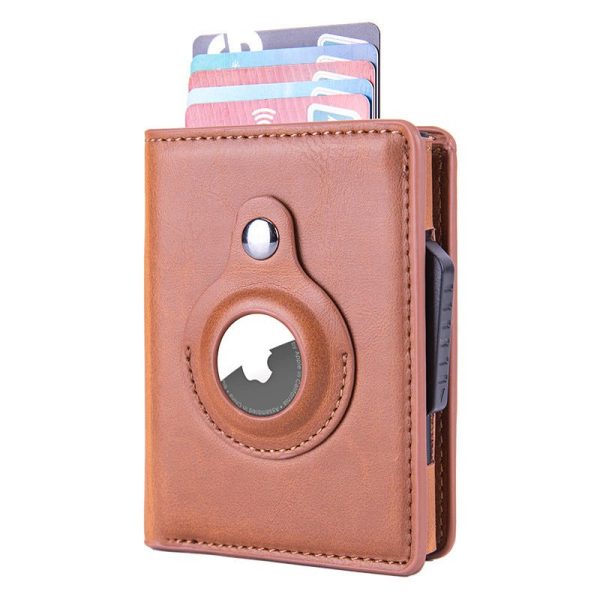 Rfid Card Holder Leather Slim Wallets Mini Wallets For Airtag