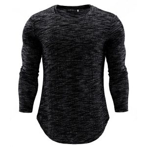 Round Neck Slim Long-Sleeved Men'S Sweatshirt