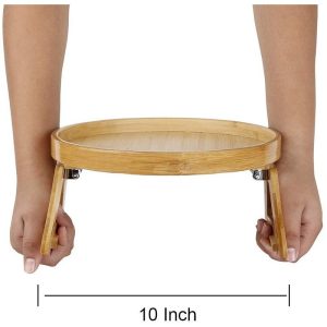 Round Storage Bamboo Tray Sofa With Legs Tray Foldable