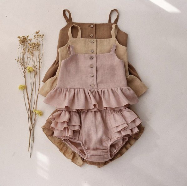 Ruffle Shorts Girls Two-Piece Sleeveless Vest