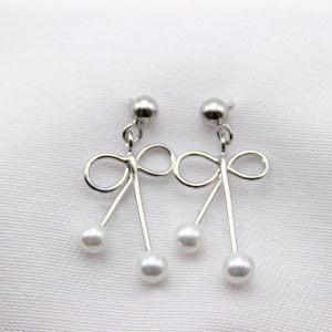 S925 Bow Pearl Earrings