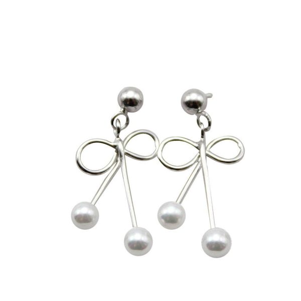 S925 Bow Pearl Earrings