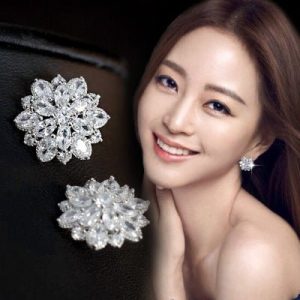 S925 Pure Tremella Nail Flower Earrings Sterling Silver Jewelry Hypoallergenic Earrings