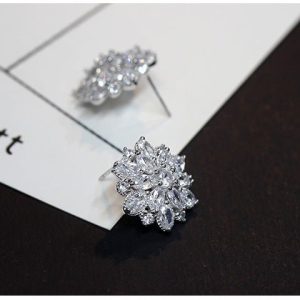 S925 Pure Tremella Nail Flower Earrings Sterling Silver Jewelry Hypoallergenic Earrings