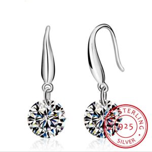 S925 Sterling Silver Ear Hook Simple Zircon Ear Studs