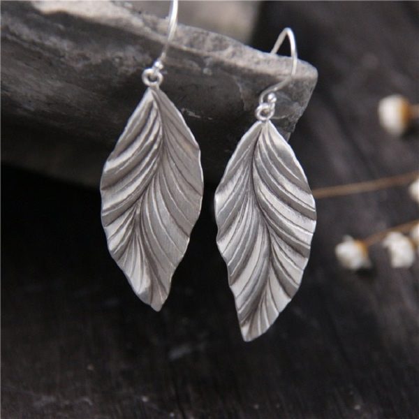 S925 Sterling Silver Earrings Temperament Leaf Earrings