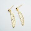 S925 Sterling Silver Plated 18K Gold Vintage Feather Earrings