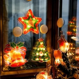 Santa Claus Led Suction Cup Window Hanging Lights Christmas Decorative Atmosphere