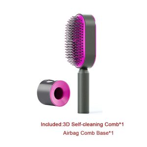 Self Cleaning Hair Brush One-Key Cleaning Massage Anti-Static Hairbrush