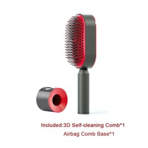 Self Cleaning Hair Brush One-Key Cleaning Massage Anti-Static Hairbrush