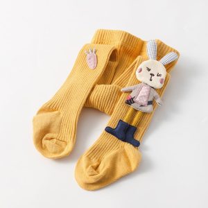 Spring Autumn Kids Knitted Children Pantyhose Cotton Double Needle Tights For Girls Cute Animal