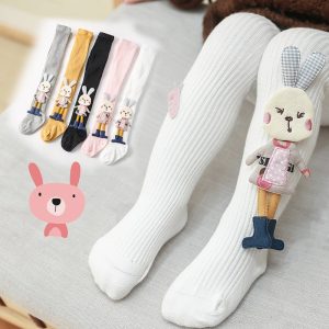 Spring Autumn Kids Knitted Children Pantyhose Cotton Double Needle Tights For Girls Cute Animal