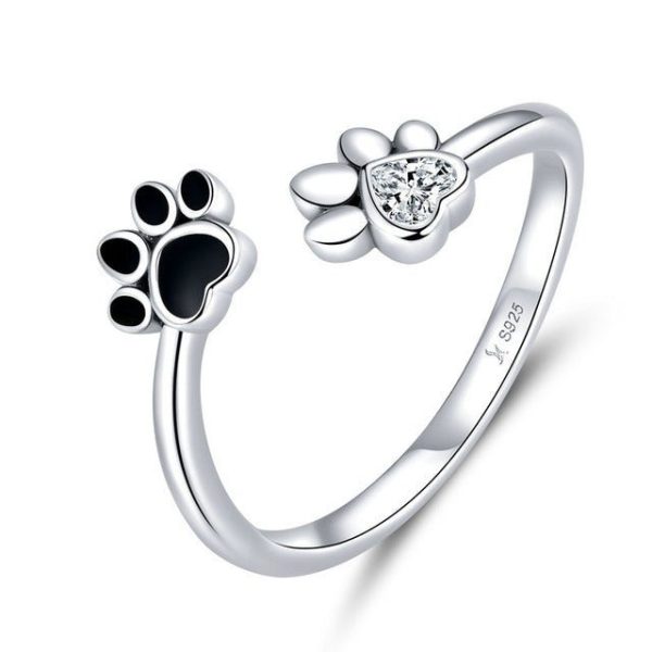 Sterling Silver Cute Pet Paw Print Ring Bracelet Earring