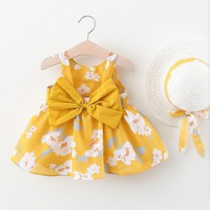 Summer Baby Vest Skirt Princess Dress With Big Bow Flower Skirt