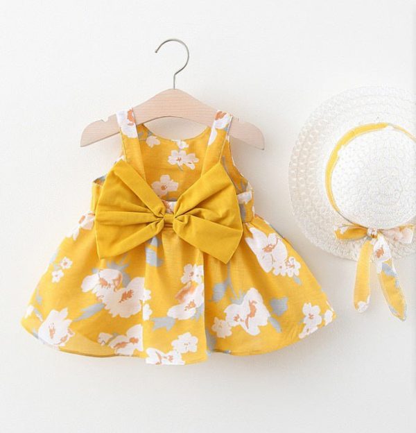 Summer Baby Vest Skirt Princess Dress With Big Bow Flower Skirt