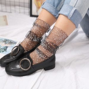 Summer Polka Dots Tulle Socks Breathable Transparent